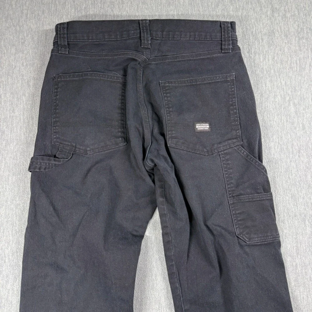 Levi Strauss Signature Pants Mens 32x30 Black Carpenter Workwear Denim Jeans
